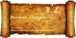 Murányi Líviusz névjegykártya